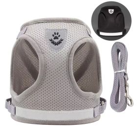 No Pull Pet Harness Vest For Dog & Cat; Step-in Puppy Harness For Small Medium Dogs; Reflective Strip (Color: grey)